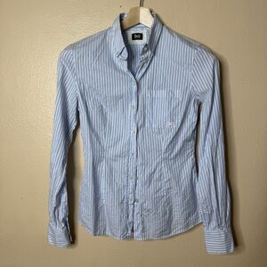 Dolce & Gabbana Shirt Women's 40 Blue White Striped Button Up Classic Fit